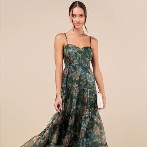 Lulu's Botanical Green Maxi Dress